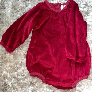 Charming Velvet Kids Bodysuit in Rich Red